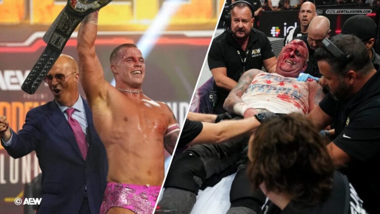 Kyle Fletcher vs Dustin Rhodes Ends in Brutal TNT Title Change Kyle Fletcher victorious TNT Champion after brutal street fight