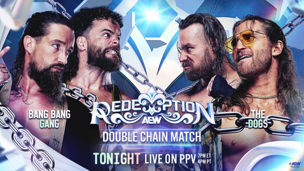 AEW Redemption 2026 Results — Kenny Omega Retains World Title, Massive Championship Shifts, & Will Ospreay Turns on Death Riders Double Chain Match: The Dogs (David Finlay & "100 Proof" Clark Connors) Vs. Bang Bang Gang (Juice Robinson & "Switchblade" Jay White)